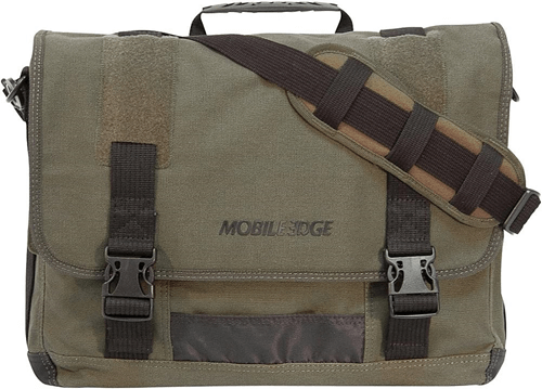 Mobile Edge ECO Laptop Messenger Bag for Men and Women, Fits Up To 17.3 Inch Laptops, Cotton Canvas, Olive Green, MECME9